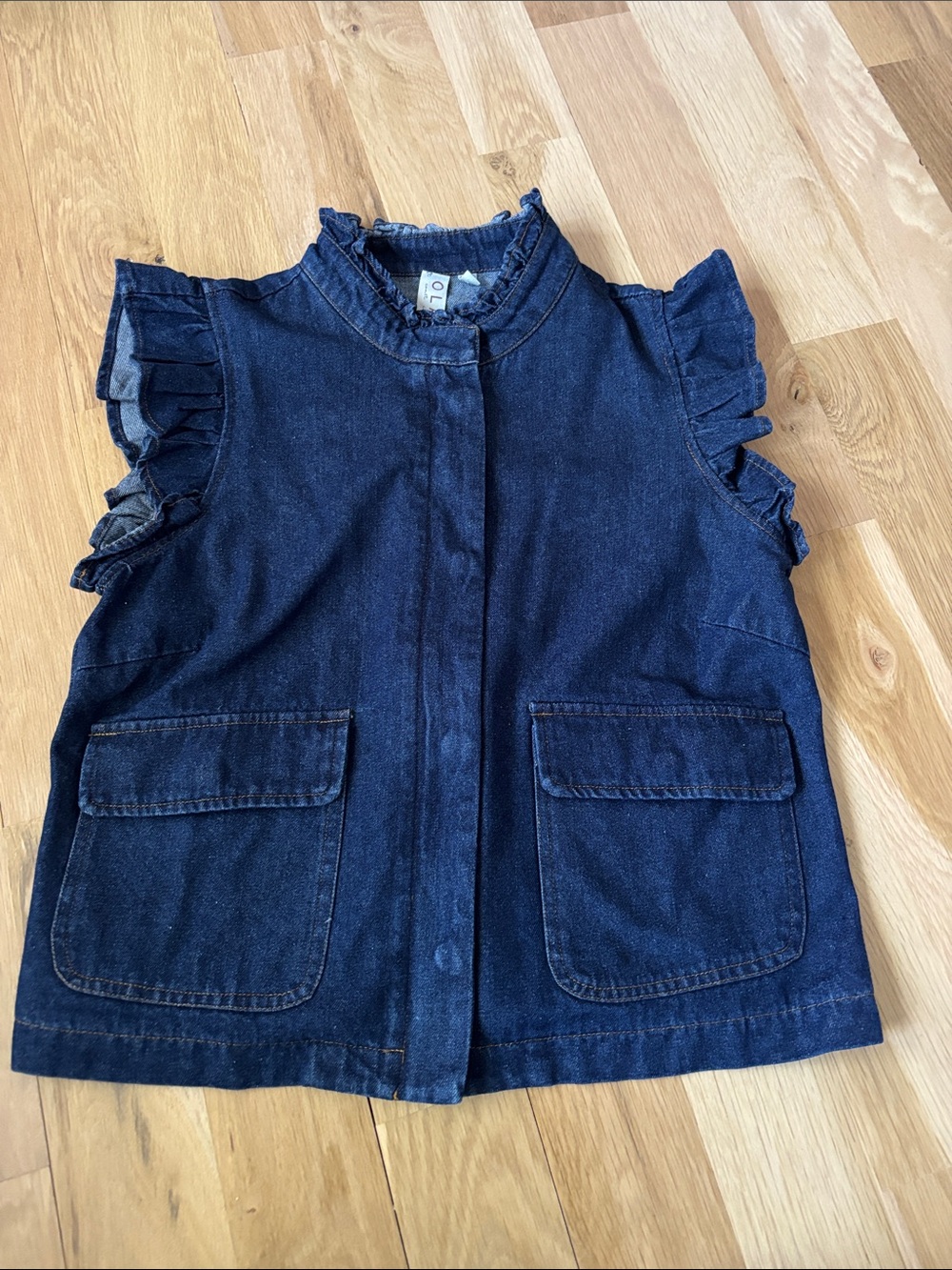 Anthropologie Denim Ruffle-Sleeve Vest